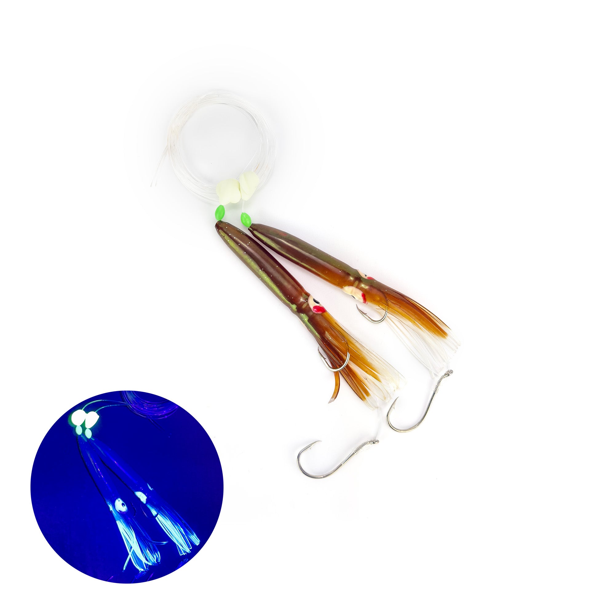 Leurres Spin N Glow Rigged Flutter Kajiki Squid