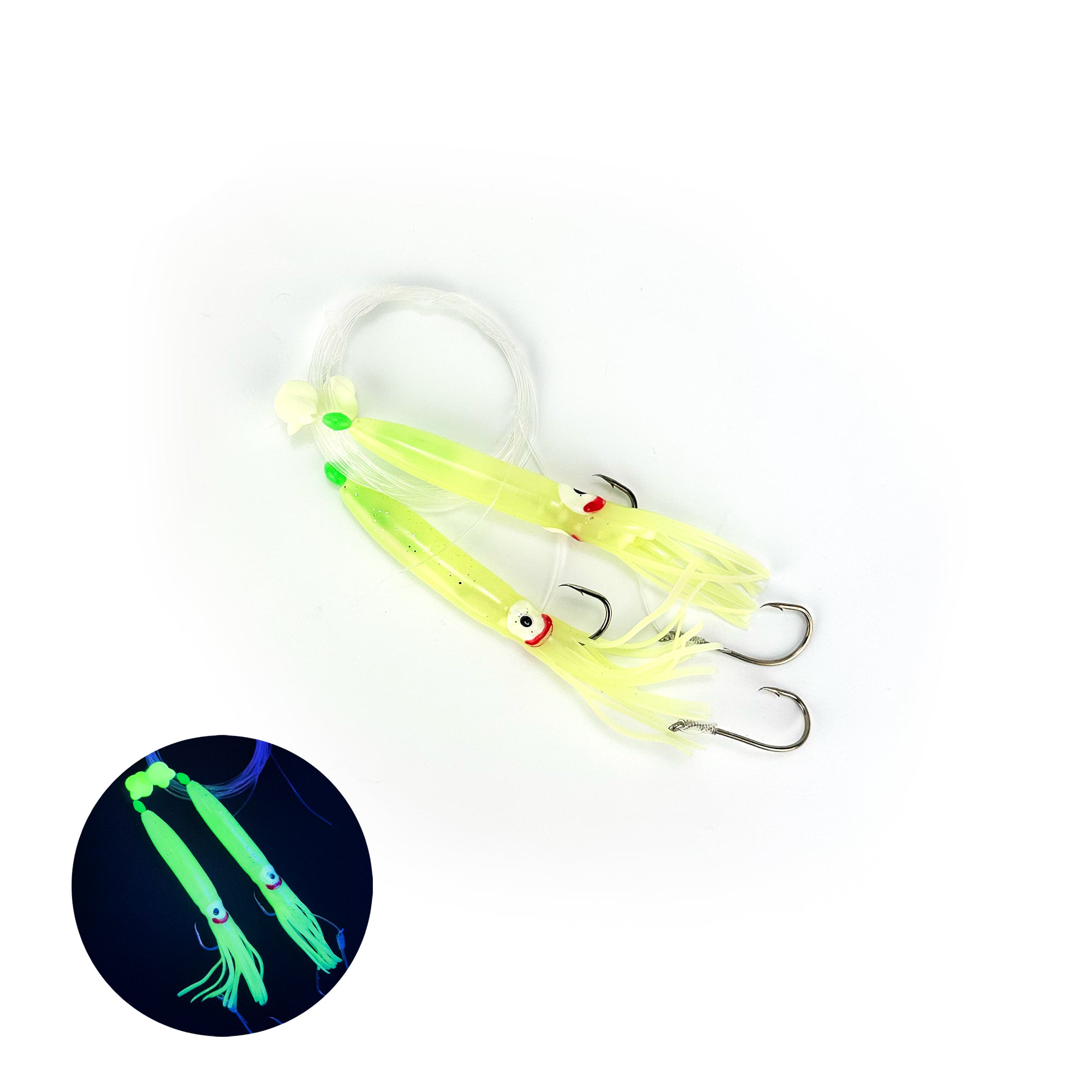 Leurres Spin N Glow Rigged Flutter Kajiki Squid