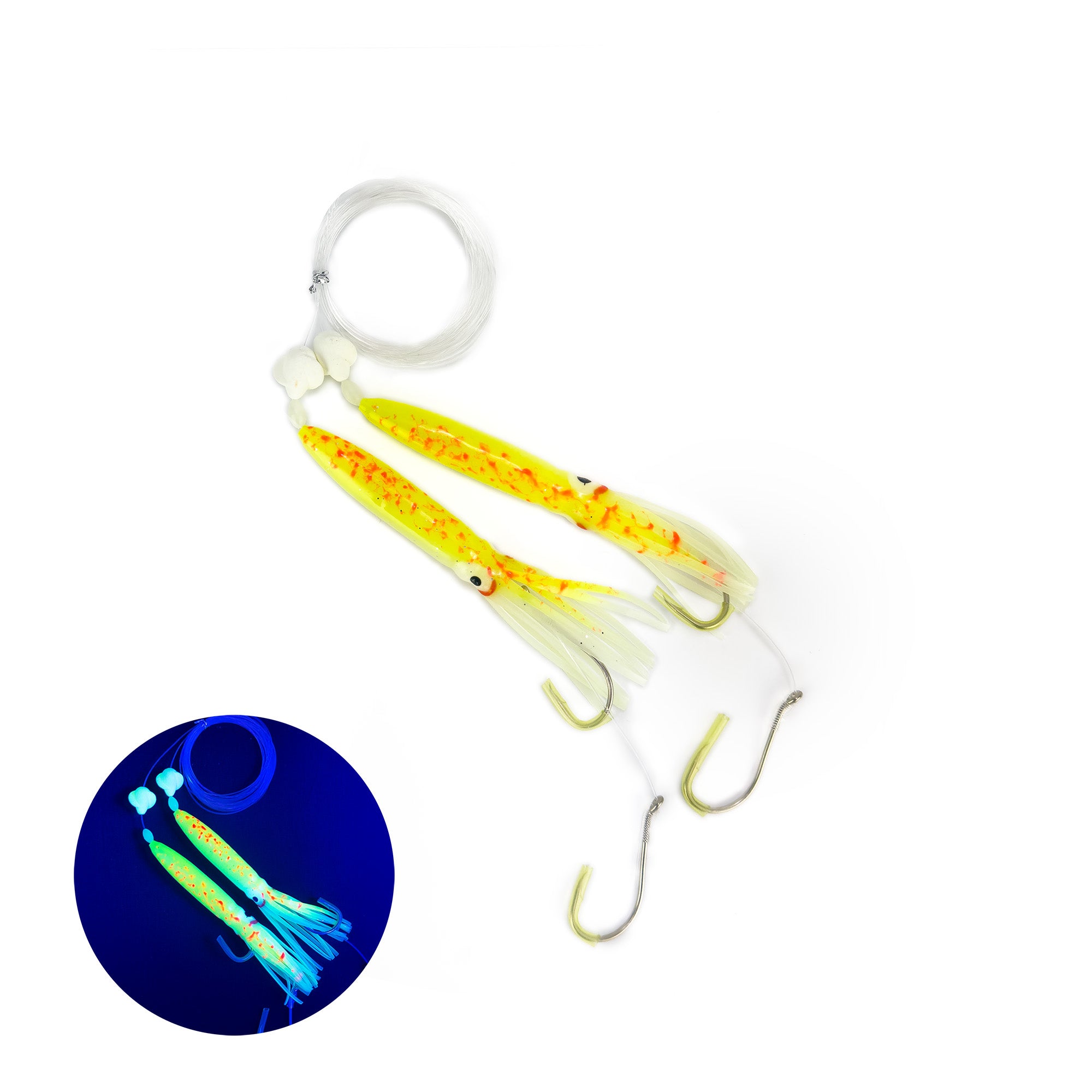 Leurres Spin N Glow Rigged Flutter Kajiki Squid