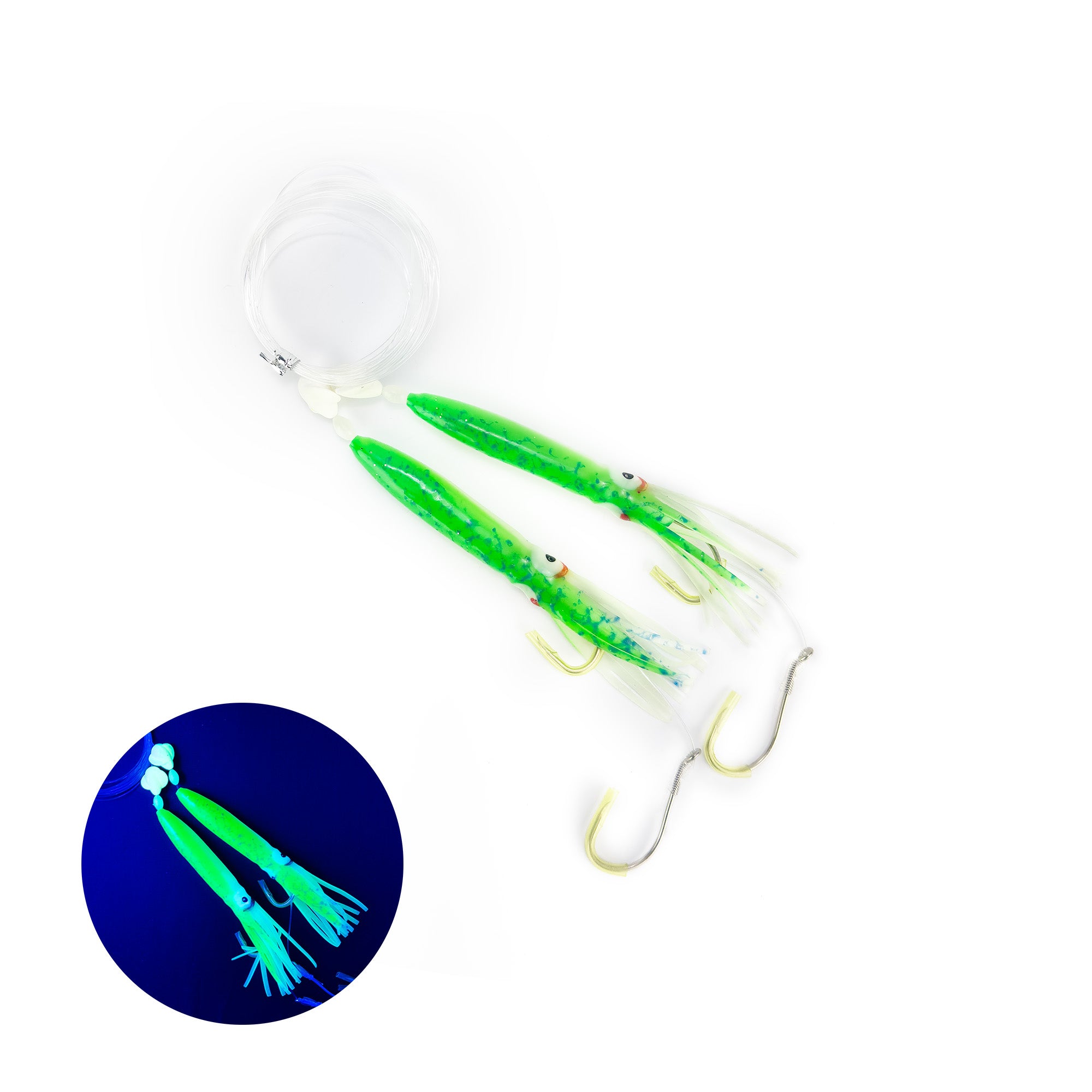 Leurres Spin N Glow Rigged Flutter Kajiki Squid