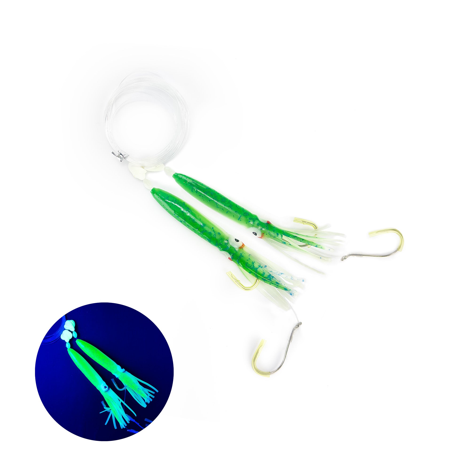 Leurres Spin N Glow Rigged Flutter Kajiki Squid