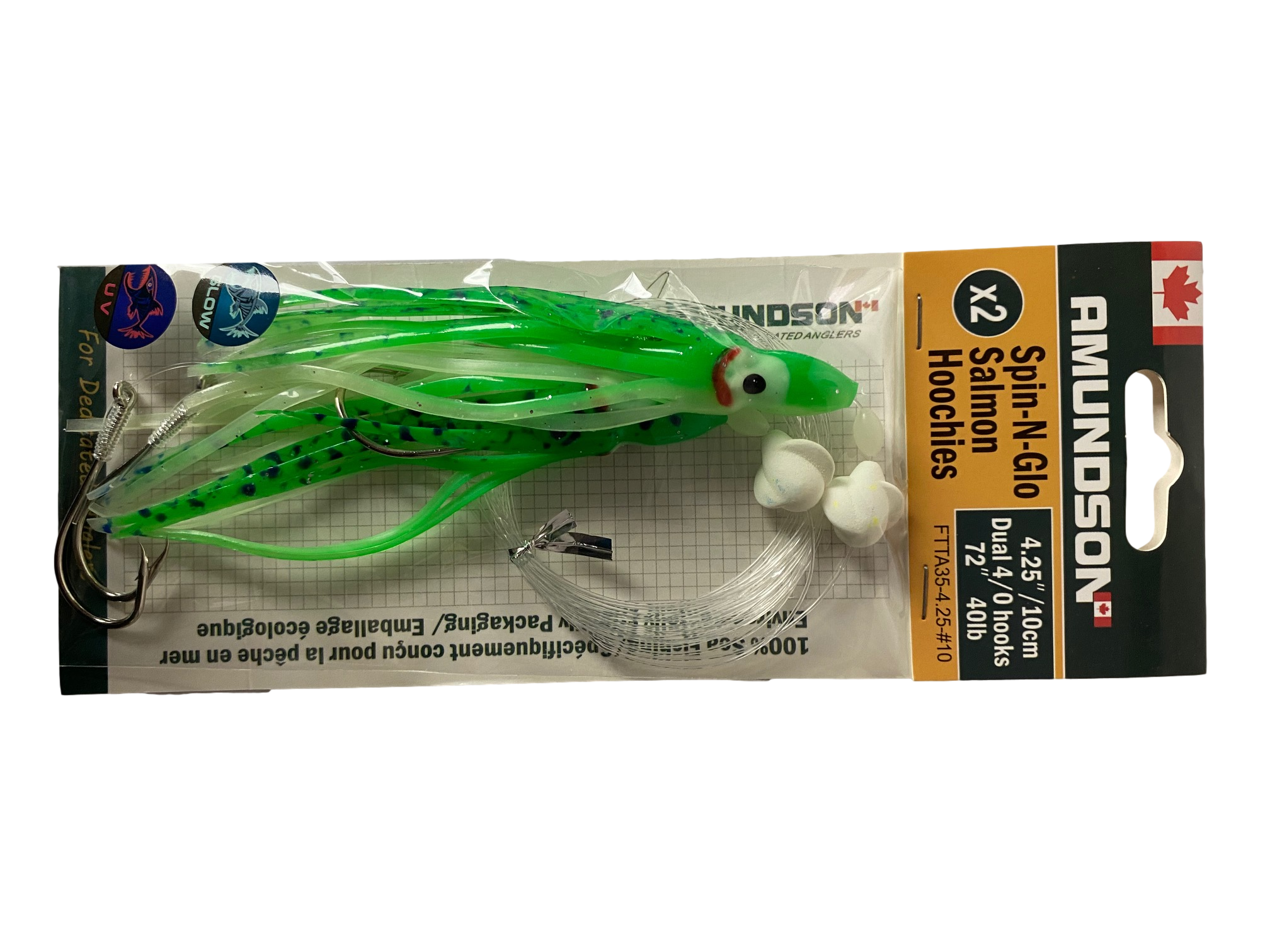 Spin N Glow Rigged Salmon Hoochies (2/pack)