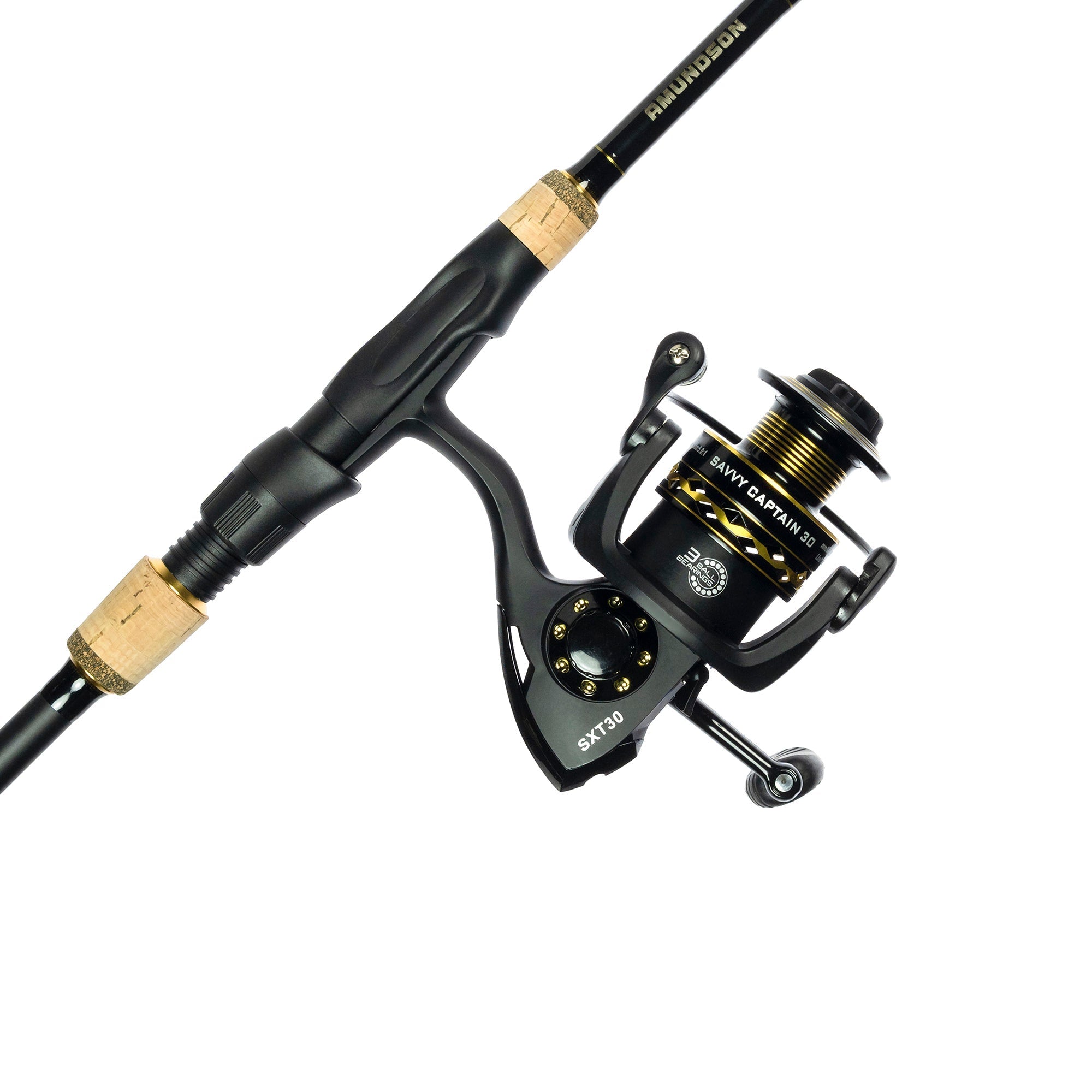 Amundson Savvy Rider Fishing Rod and Reel Combo Automatic Expansion Graphite Carbon Rod Aluminum Spool Reel Portable Travel Camping Kit All Season