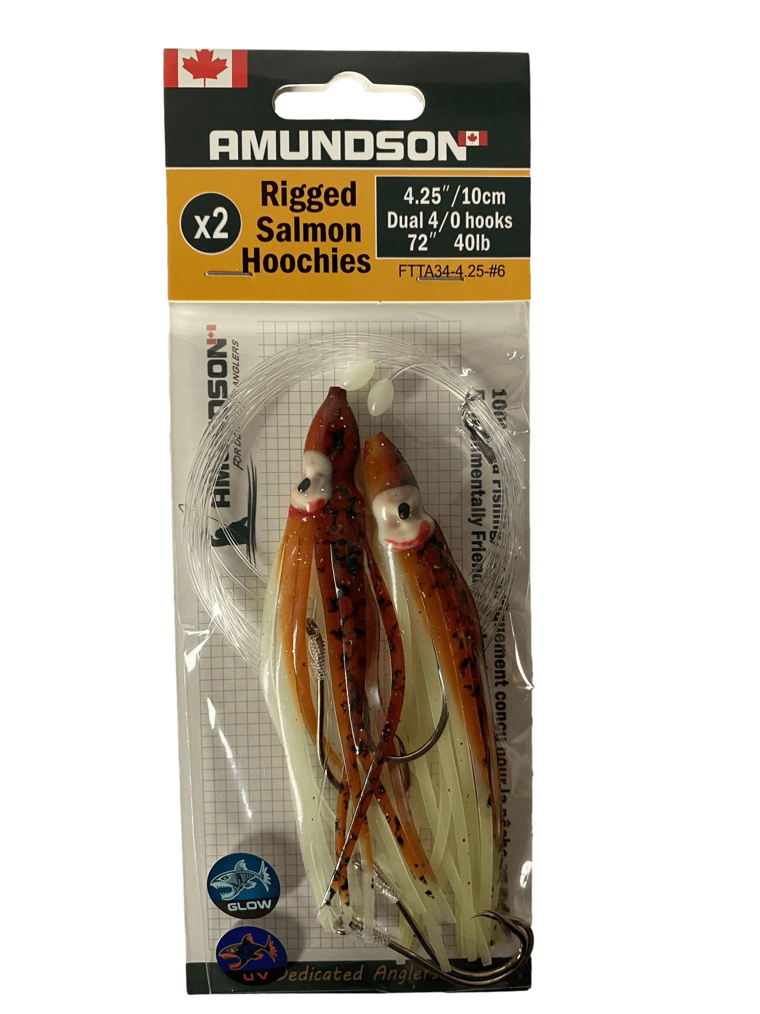 Rigged Salmon Hoochies (2/pack) FTTA34-4.25-#4