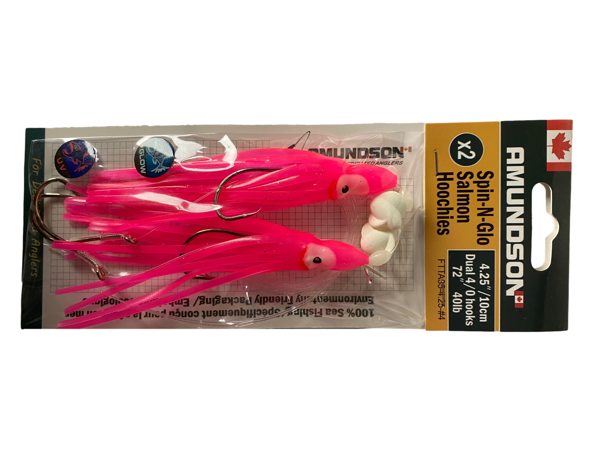 Spin N Glow Rigged Salmon Hoochies FTTA35-4.25-#4