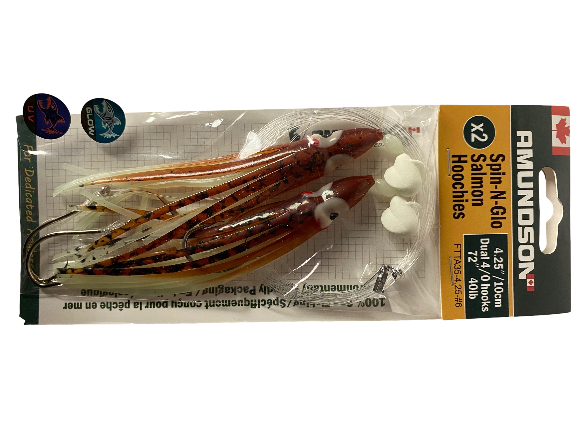 Spin N Glow Rigged Salmon Hoochies FTTA35-4.25-#7
